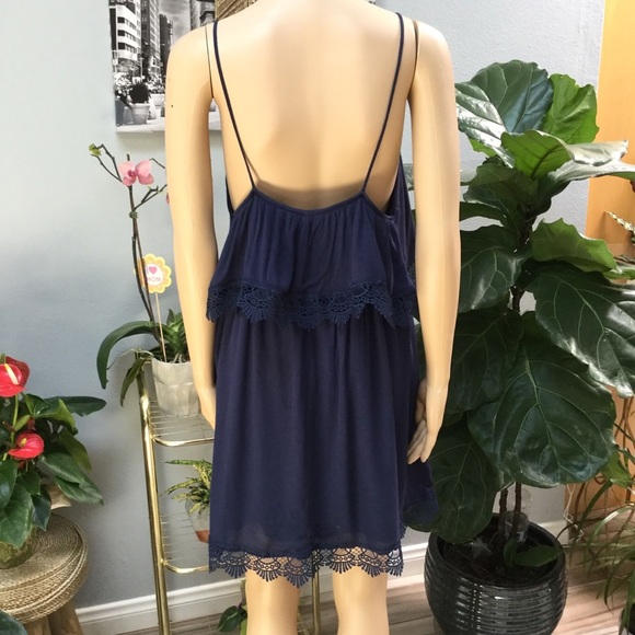 Spaghetti straps navy blue dress - Picture 4 of 6